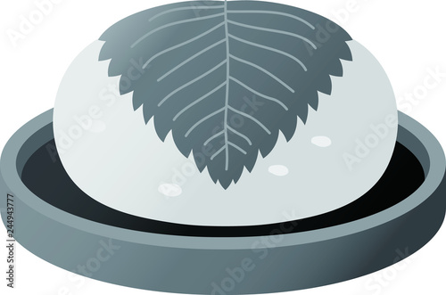 Monochrome Gradation Bean paste rice cake wrapped in a cherry leaf