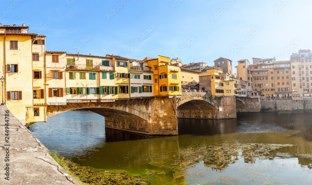Photo river Arno Stock landmark bridge Italy in Vecchio Florence, | Adobe over Ponte Stock Famous