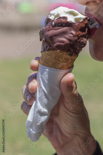 womans lips eating an ice cream 