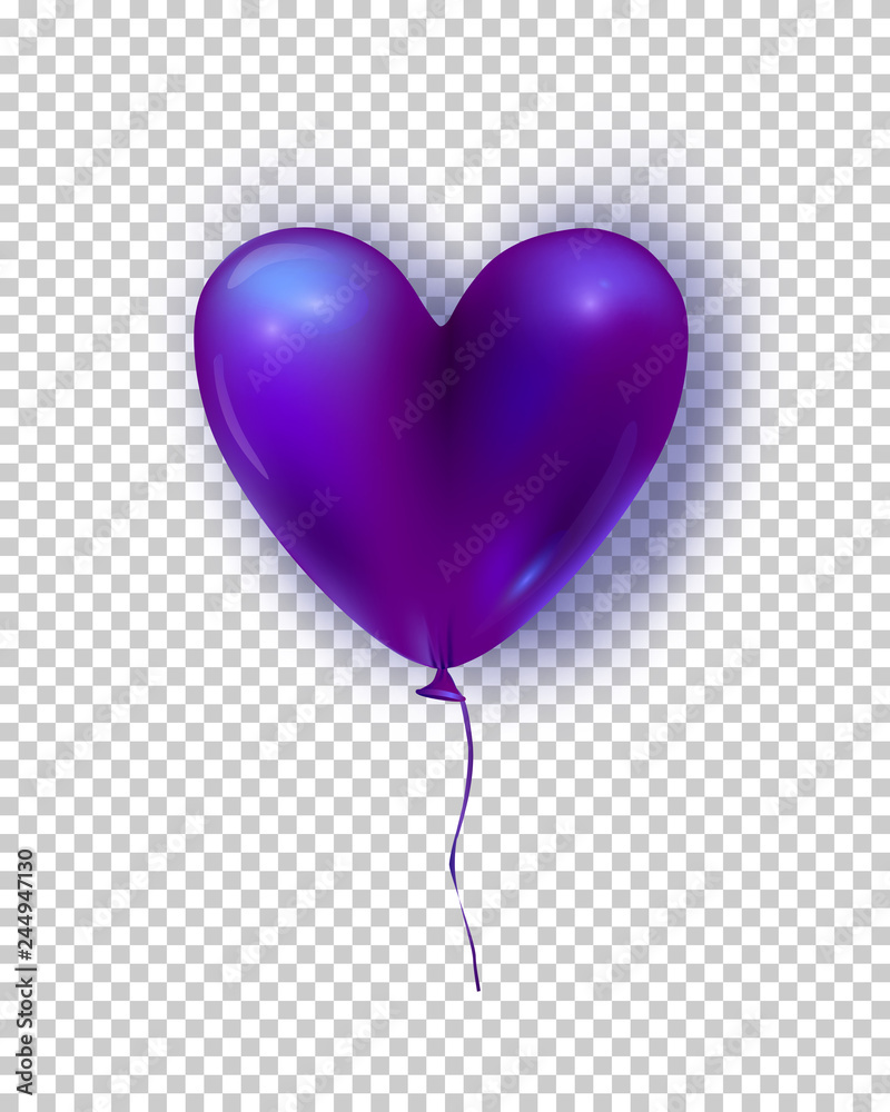 Vector glossy air balloon in heart form. Illustration of purple ...