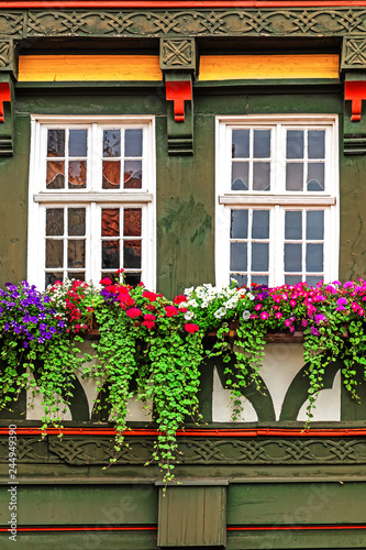 Detail of a facade of the ancient half-timbered house in Fritzlar Germany