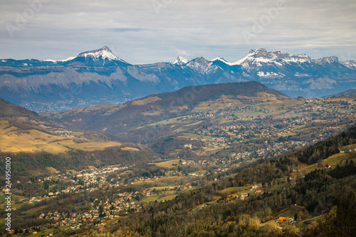 View of the whole Chartreuse mountains range from the Belledonne moutains  Isere  France