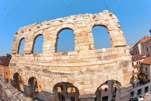 Verona amphitheatre is a main tourist and historical landmark and sight in the city photo