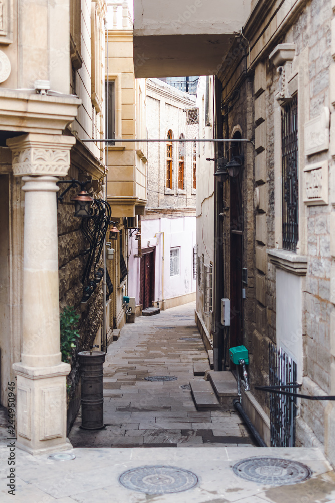 Narrow streets of the old town, Baku, Azerbaijan
