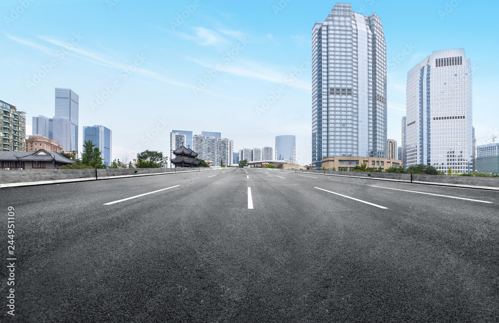The expressway and the modern city skyline The expressway and the modern city skyline