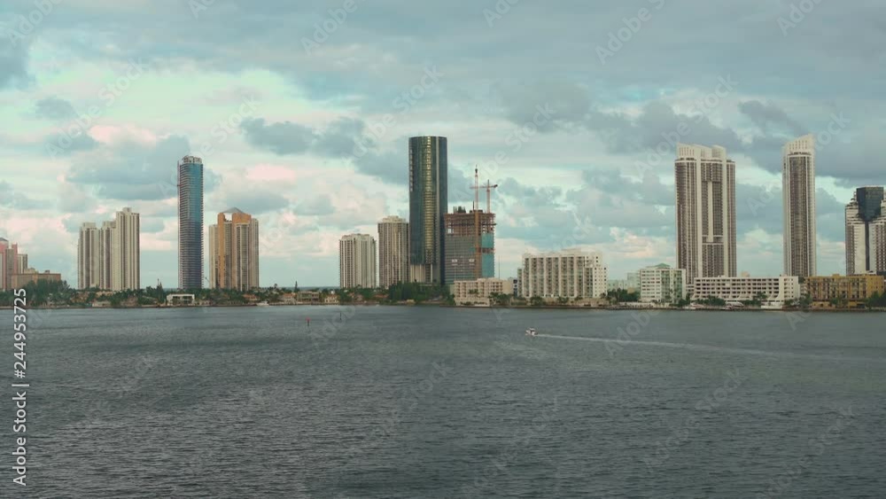 High overlooking Sunny Isles Beach and Bay on beautiful day in Miami Florida High overlooking Sunny Isles Beach and Bay on beautiful day in Miami Florida