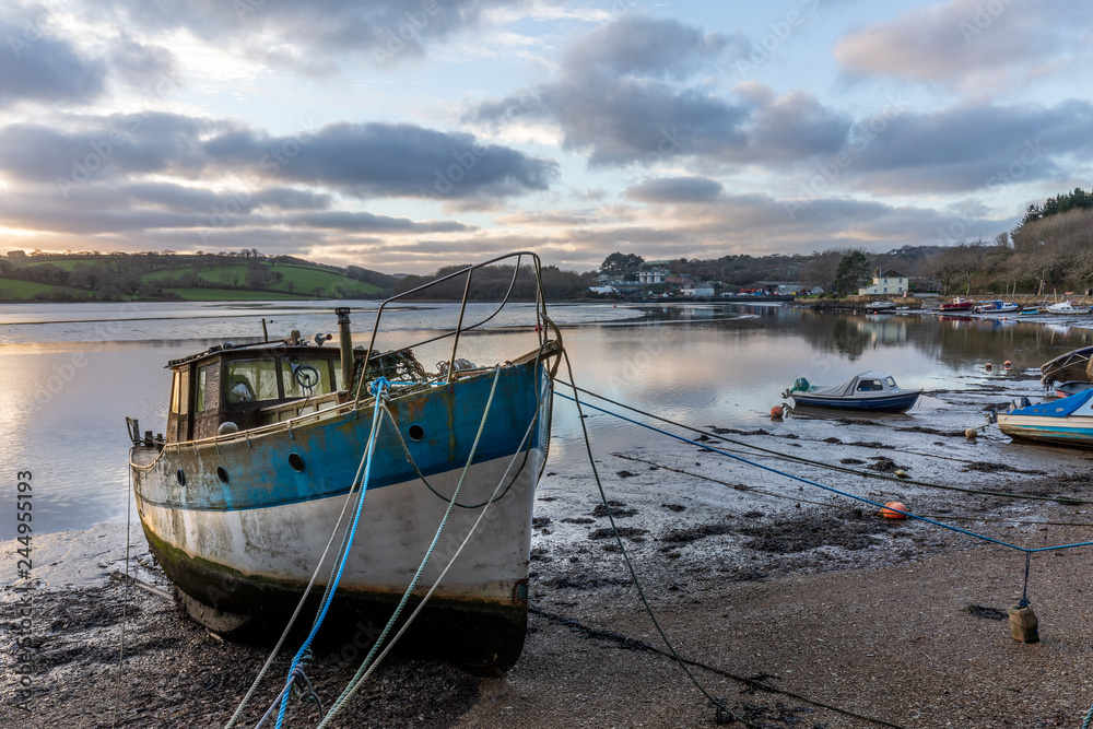 View towards Truro at low tide, Malpas, Cornwall