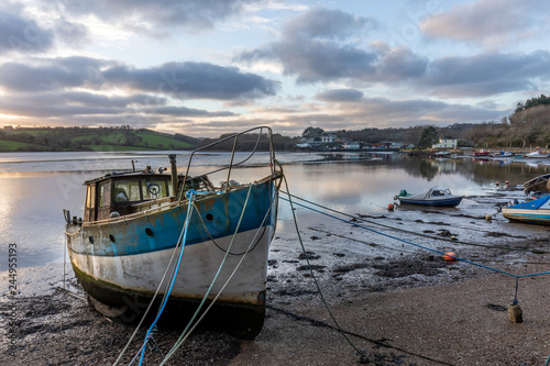 View towards Truro at low tide  Malpas  Cornwall