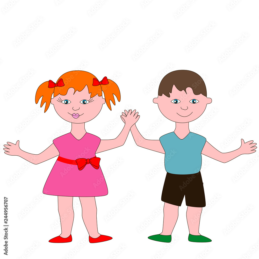Two children a boy and a girl. Two children a boy and a girl.
