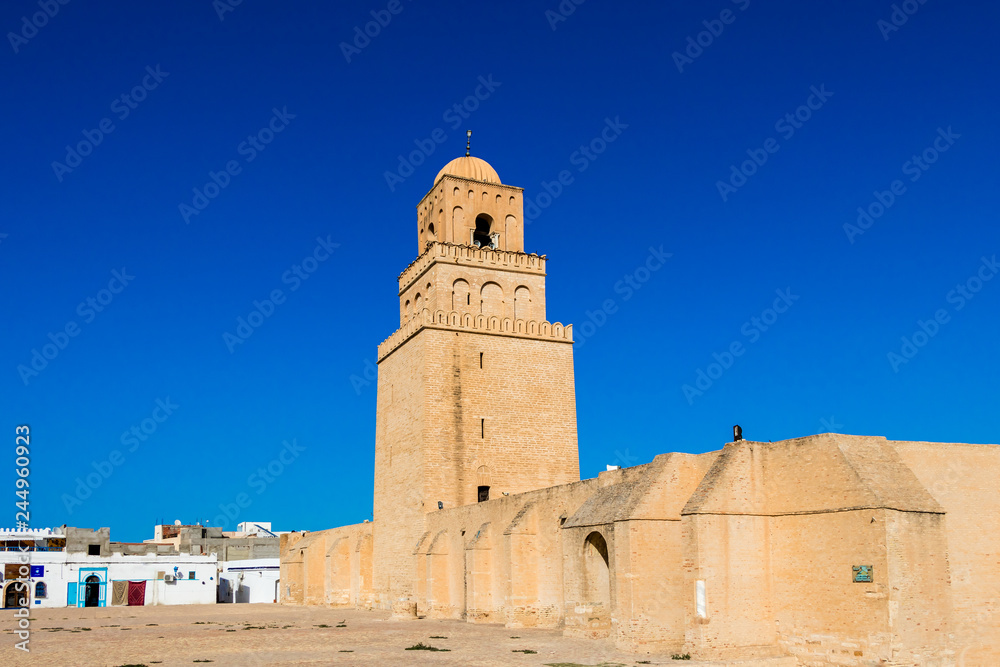 Minaret, Great Mosque of Kairouan, Kairouan is the fourth most holy city of the Muslim faith, Tunisia