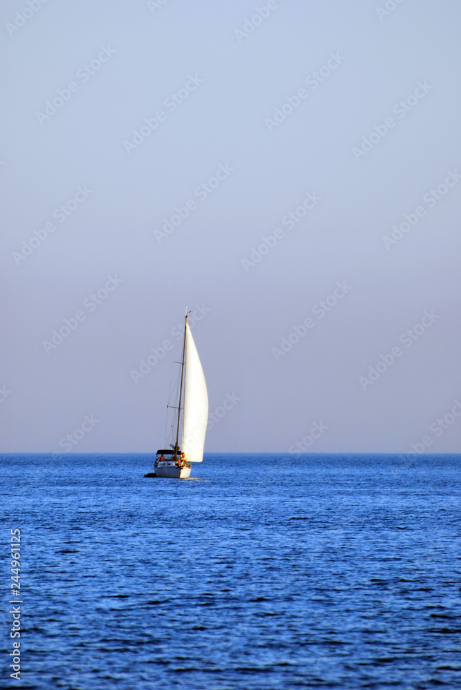 White Sailboat at the Ocean