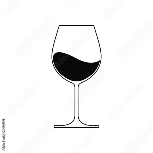 Wine glass icon with wine. Isolated sign glass of wine on white background. Vector illustration.