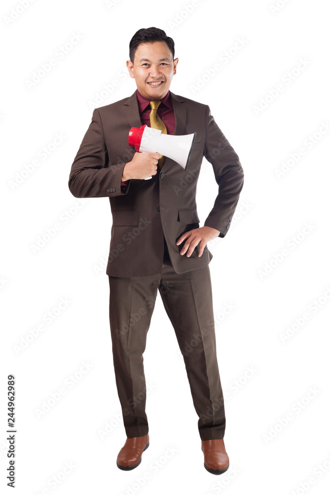 Proud Businessman with Megaphone Proud Businessman with Megaphone