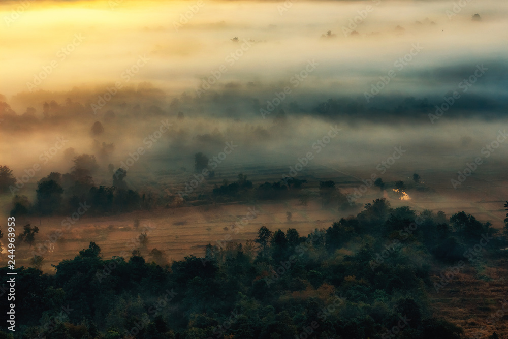 Fototapeta premium The viewpoints on mountain landscape at time sunrise.