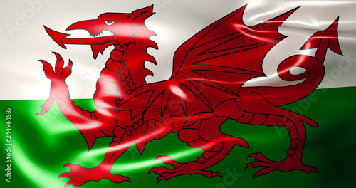 Wales flag. 3D Illustration of Wales, Great Britain