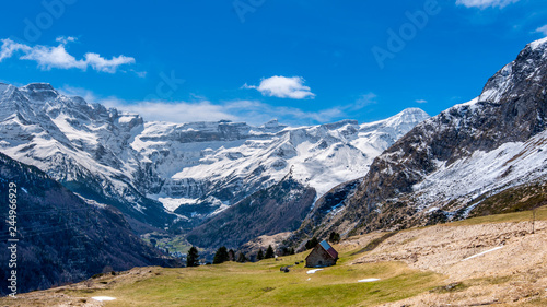 view of the splendid circus of Gavarnie in the Pyrenees in the South of France