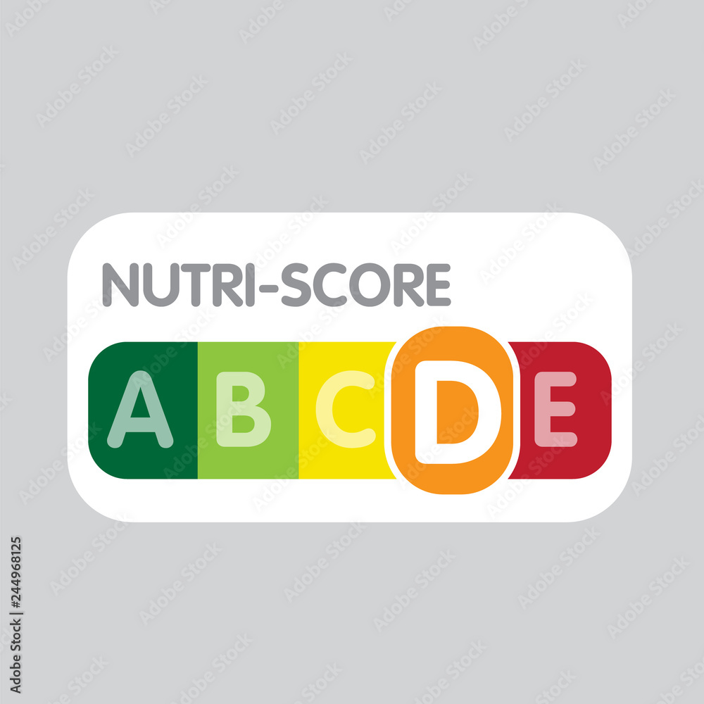 Nutri-Score system in France. Sign health care for packaging Nutri-Score system in France. Sign health care for packaging