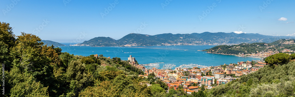 Lerici town and Gulf of La Spezia Liguria Italy