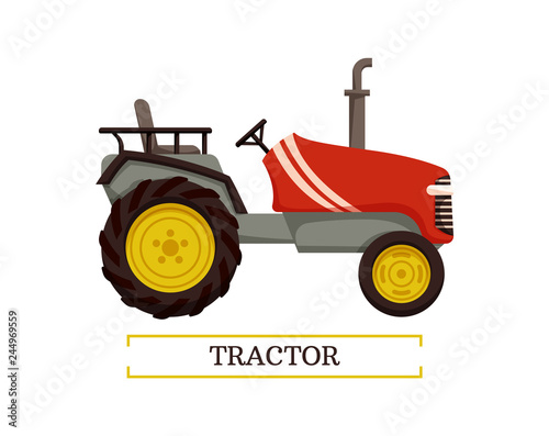 Tractor Machine with Pipe Vector Illustration