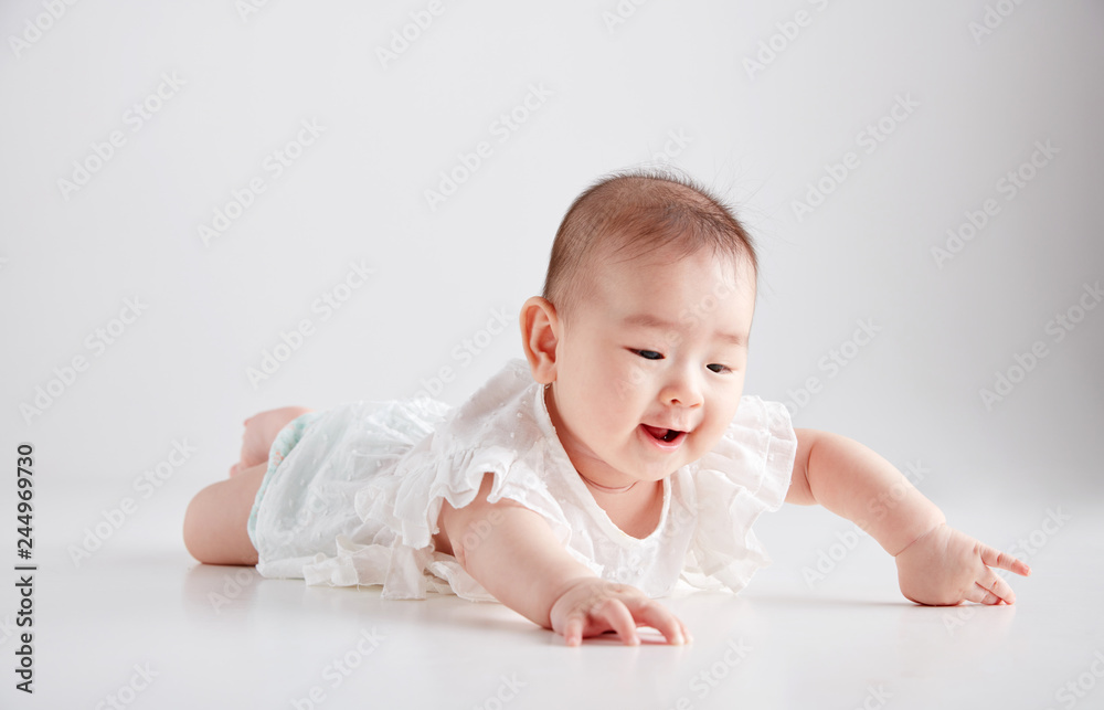 Asian cute baby, shot in studio white background Asian cute baby, shot in studio white background