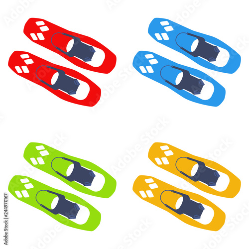 Snowshoes. Set of Snowshoes. Multicolored Snowshoes. Winter. Vector illustration. EPS 10. photo