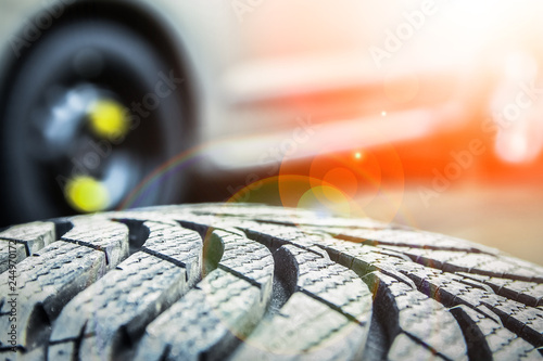 Car tires and wheels with wheels for auto background © Kostia