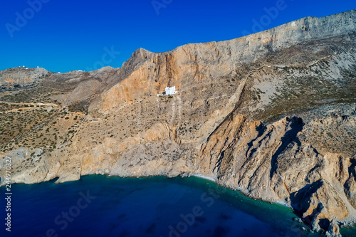 Aerial view of of Panagia Hozovitissa monastery on Amorgos island photo