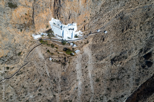 Aerial view of of Panagia Hozovitissa monastery on Amorgos island photo