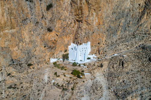 Aerial view of of Panagia Hozovitissa monastery on Amorgos island photo