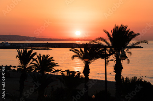 Brilliant vacation destination beach sunrise, Yasmine Hammamet, Tunisia, Africa photo