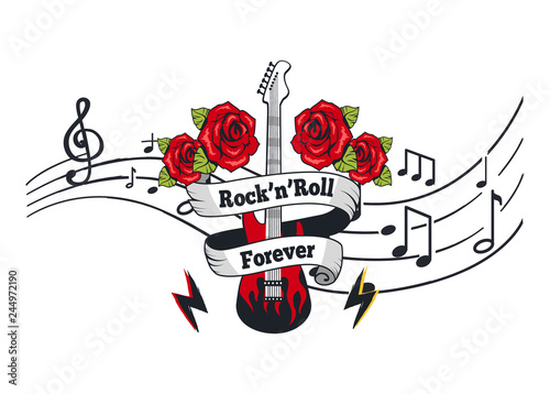 Rock n Roll Forever, Electric Guitar with Roses