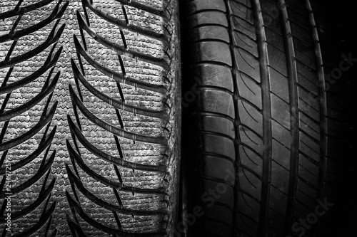 Car tires and wheels for auto background © Kostia
