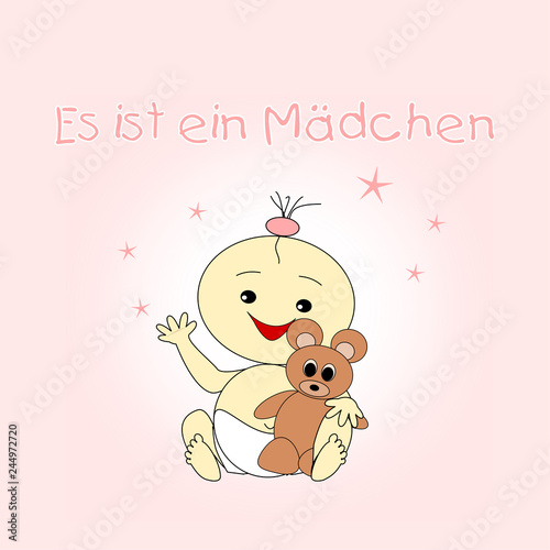 Es ist ein Mädchen - Grußkarte zur Geburt
