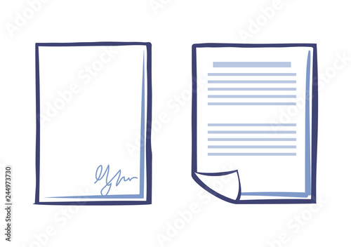 Blank Sheet of Paper with Signature and Document