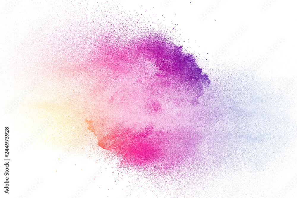 Multi color powder explosion on white background. Multi color powder explosion on white background.