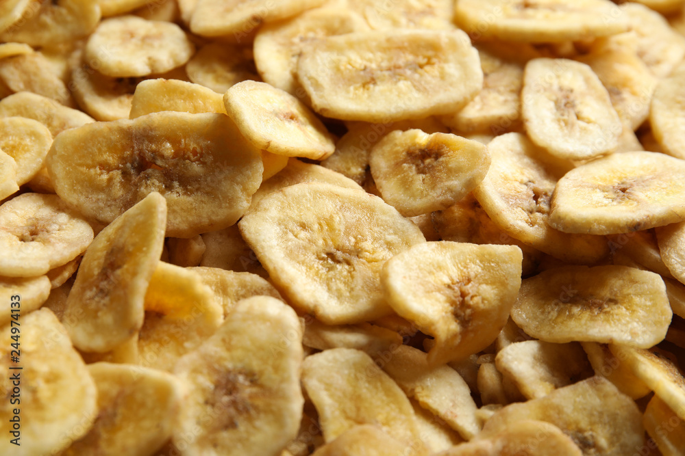 Sweet banana slices as background. Dried fruit as healthy snack Sweet banana slices as background. Dried fruit as healthy snack