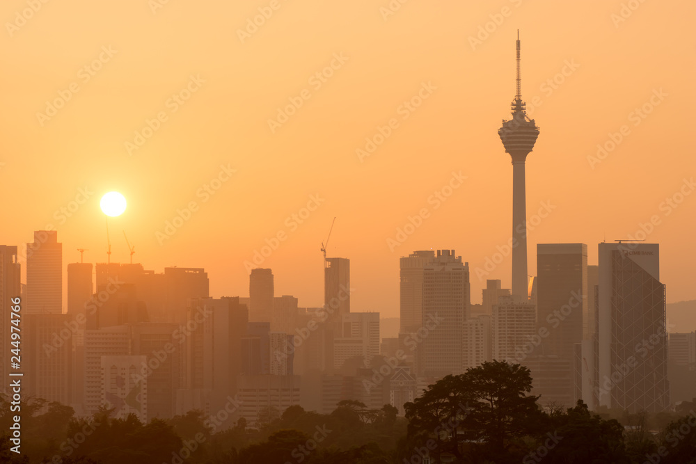 View of sunny day at downtown Kuala Lumpur, Malaysia