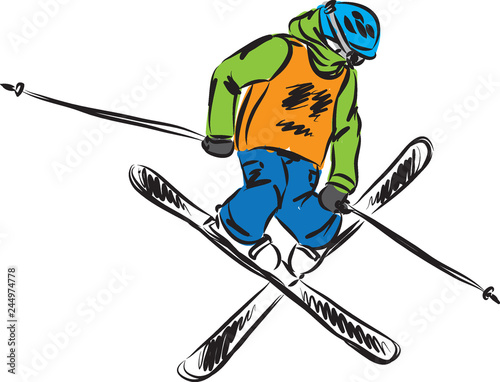 skiing freestyle jump vector illustration