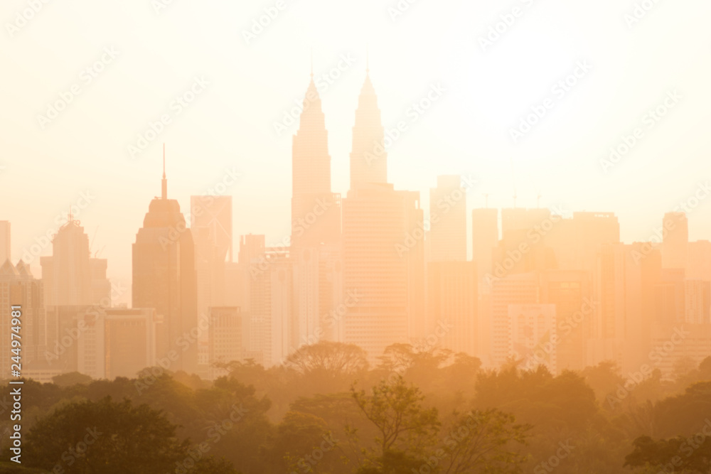 Naklejka premium View of sunny day at downtown Kuala Lumpur, Malaysia