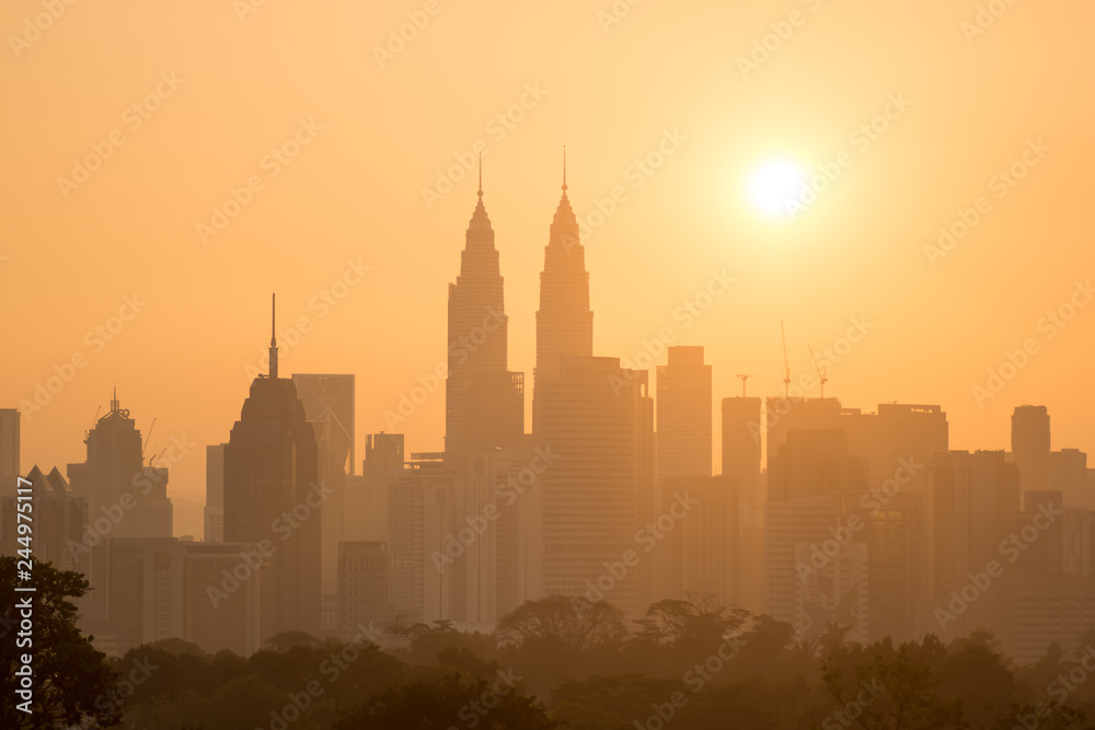 View of sunny day at downtown Kuala Lumpur, Malaysia