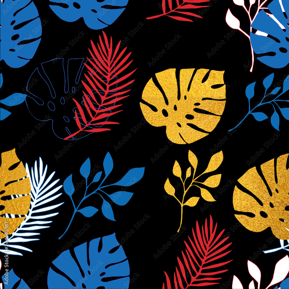 Botanical golden palm leafs illustration Botanical golden palm leafs illustration