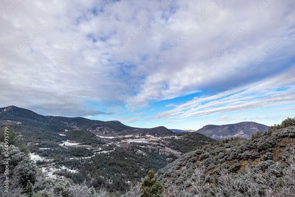 Winter landscape cloudscape over the mountains Pyrenees in Catalonia Winter landscape cloudscape over the mountains Pyrenees in Catalonia