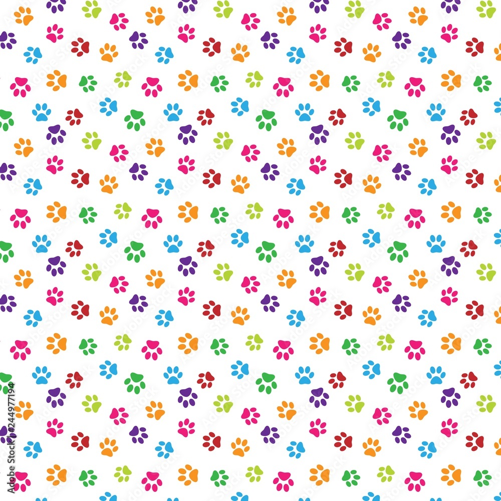 Colorful pattern with animal paws Colorful pattern with animal paws