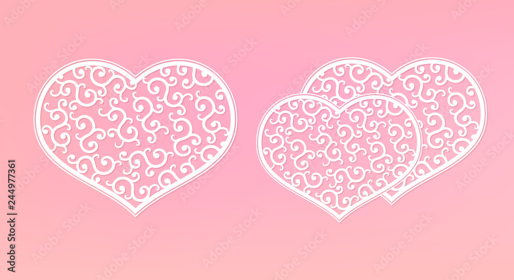 Figure hearts in white and white with a retro style pattern, design element,