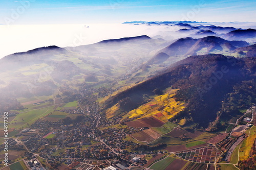Rebberg im Herbst aus der Luft