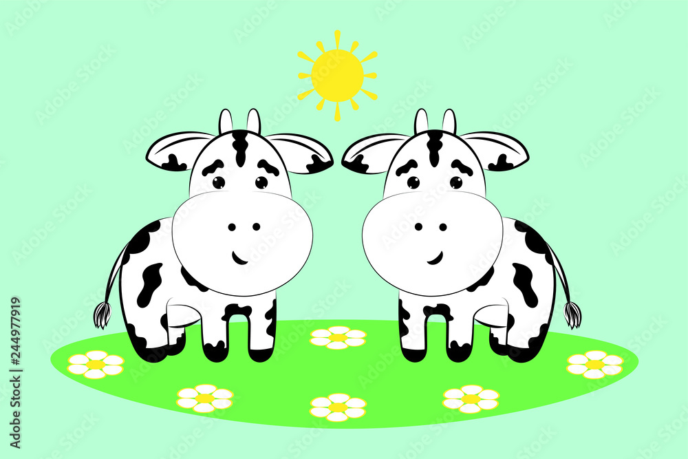 Cows in a flower meadow. Cows in a flower meadow.