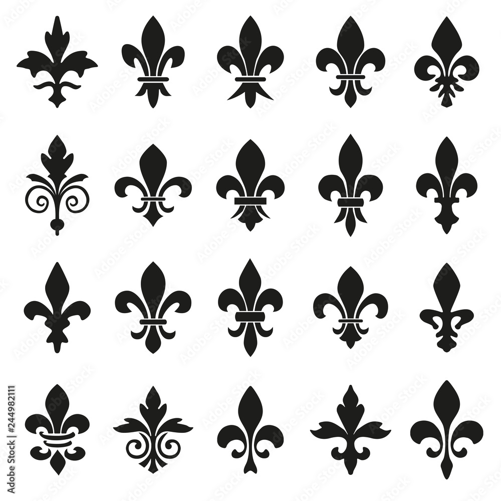Set of emblems Fleur de Lys symbols. Stock Vector | Adobe Stock