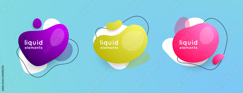 Set of abstract liquid shape. Abstract banners. Style promotion banner, price tag, speech bubble, sticker, badge, poster.