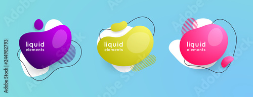 Set of abstract liquid shape. Abstract banners. Style promotion banner, price tag, speech bubble, sticker, badge, poster.