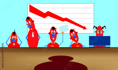 business meeting in an office with a staff of the company in the style cartoon